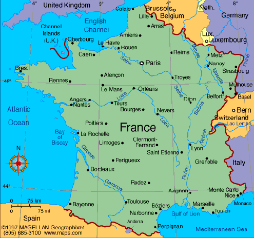 map of france with cities. Here is a little map of France