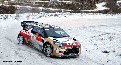 Monte Carlo 2013. Les vainqueurs Loeb Elena sur Citroën DS3 wrc dans Burzet