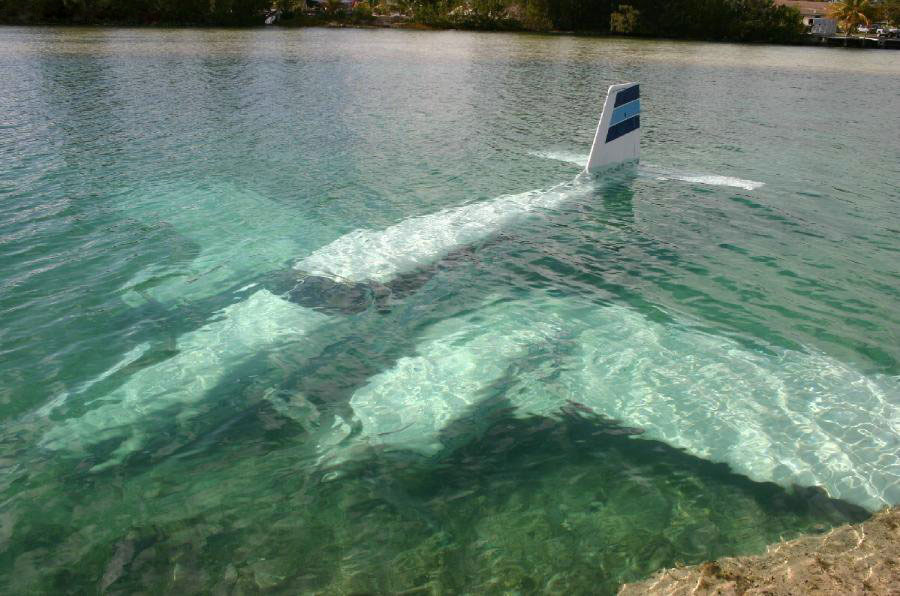 un avion sous l'eau