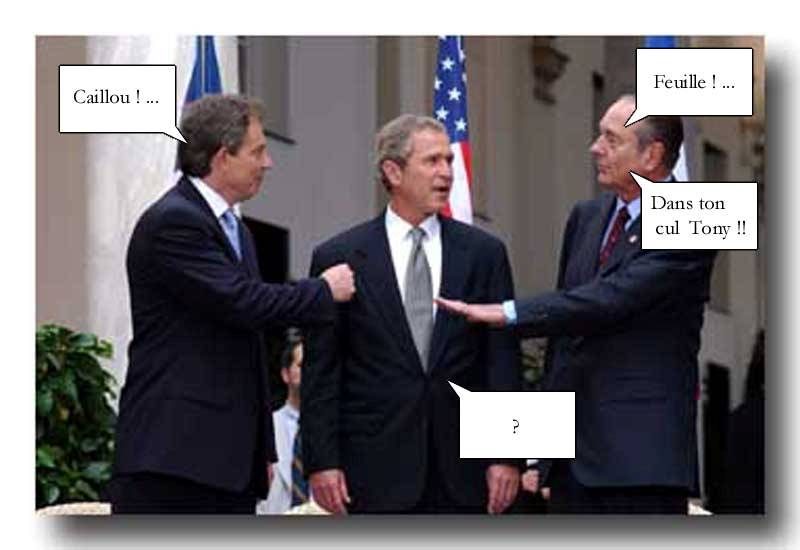 bush, blair et chirac en discussion